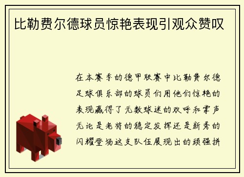 比勒费尔德球员惊艳表现引观众赞叹